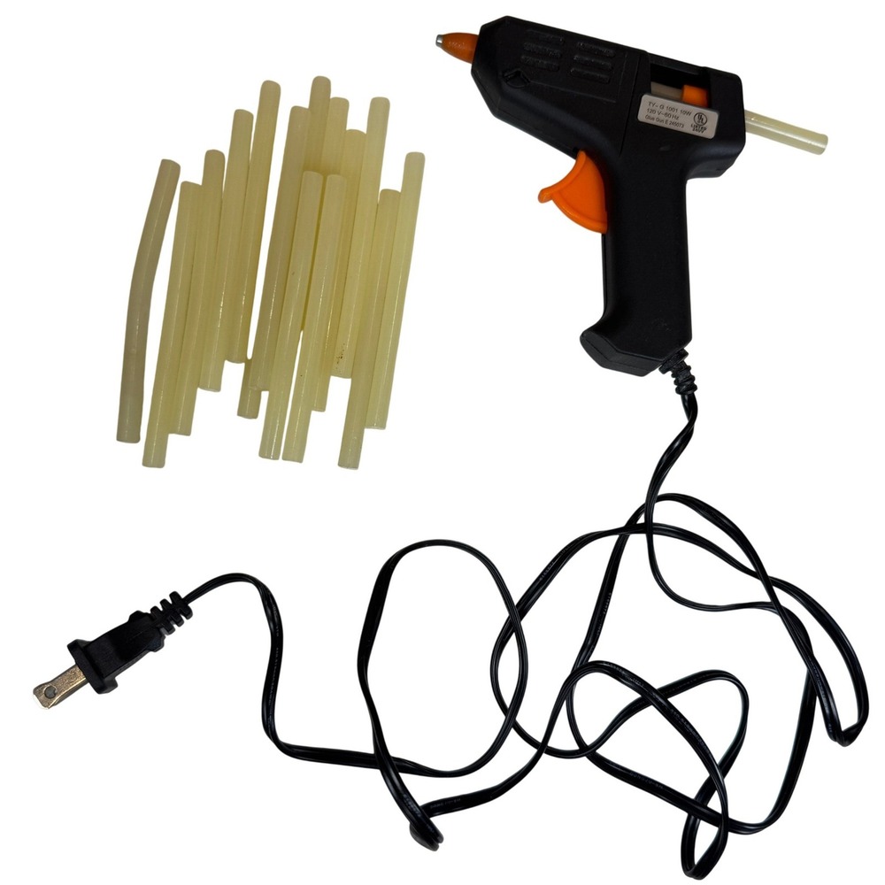 Mini Hot Glue Gun 10W TY-G1001 Black Orange with 15 Glue Sticks Craft Tool